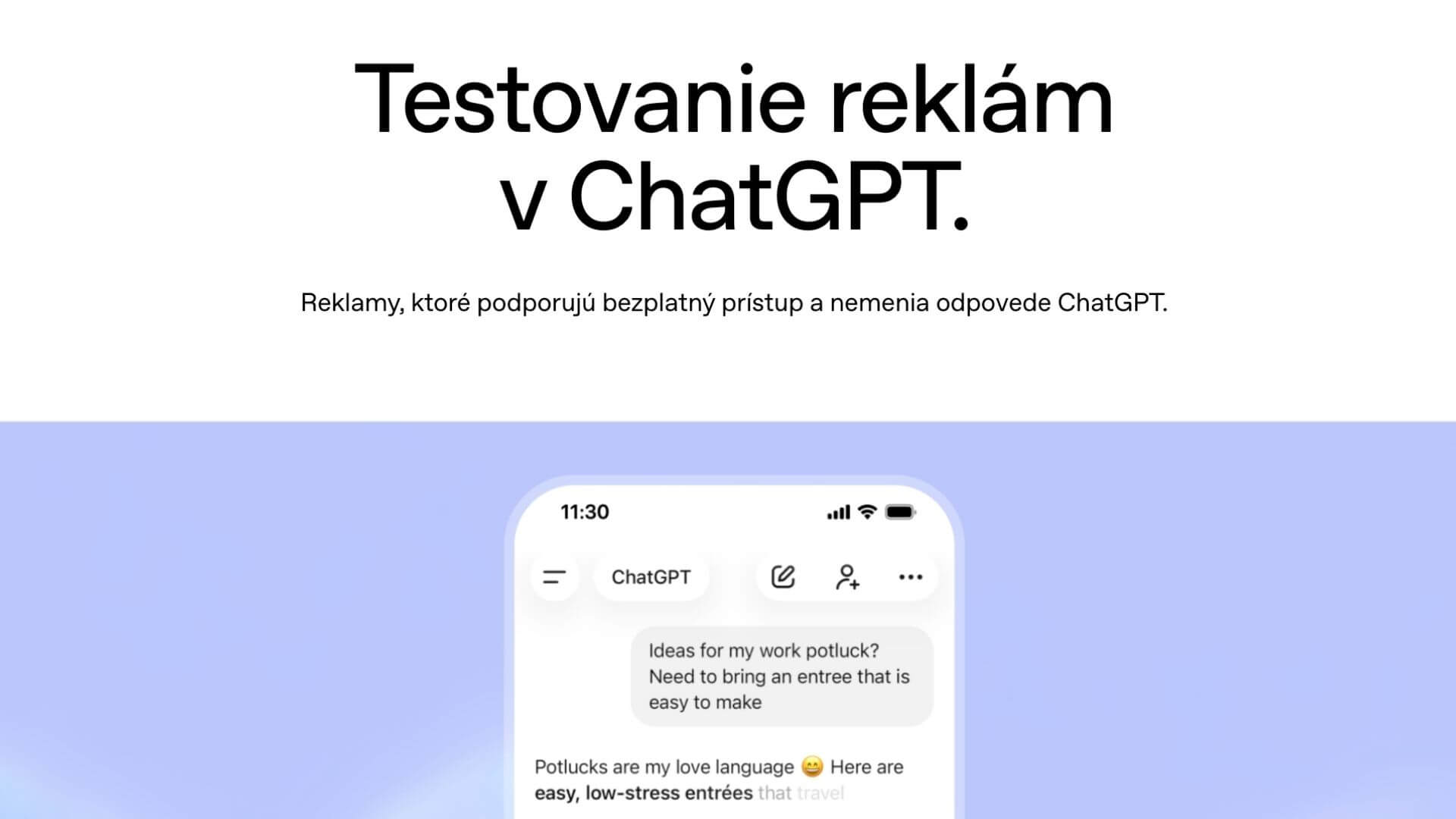 Testovanie reklám v ChatGPT